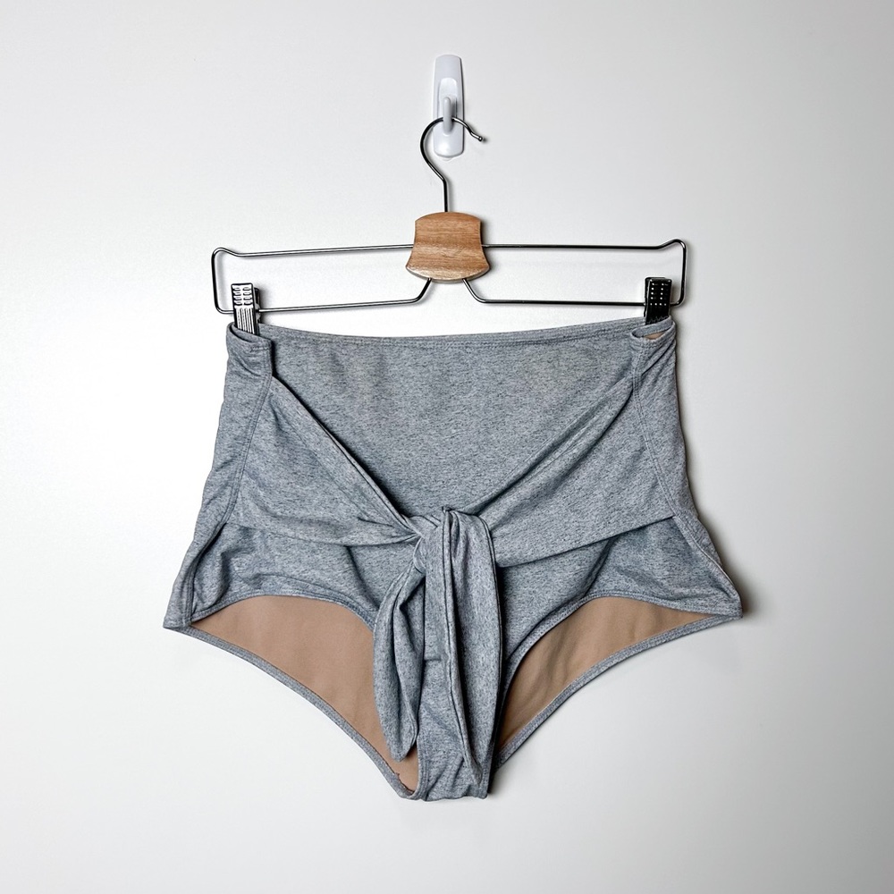 Kortni Jeane Grey Plus Size Tie Waist Swim Bottoms High Waisted 2XL
